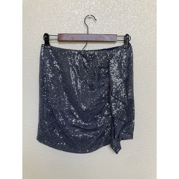 NWT Lenon blue sequin mini skirt ruffle Small city chic vegas date sexy disco - Picture 1 of 5